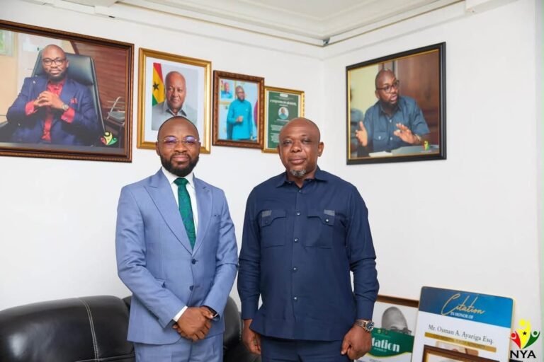 Majority Leader James Agalga visits NYA CEO Osman Ayariga, urges him to keep up good work