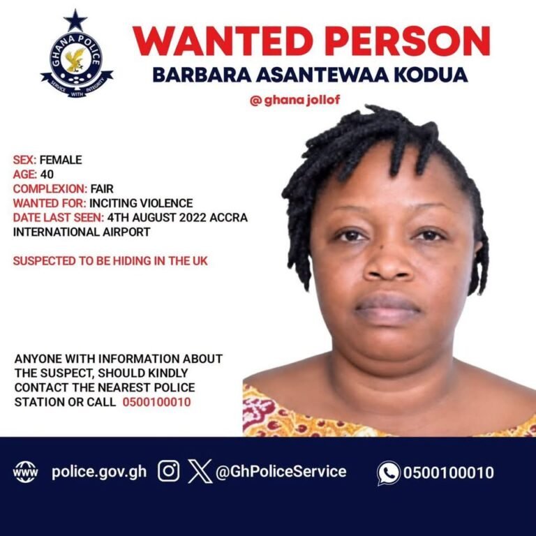 Police declare 40-year-old ‘Ghana Jollof’ TikToker Barbara Asantewaa Kodua wanted over alleged incitement